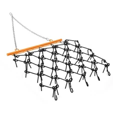 Heavy Duty Drag Harrow 4x4 FT with 4 Ft Chain, 3/8" Tines Durable Chain Harrow