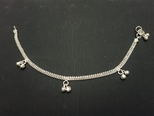 Silver Coloured Anklet Indian Made Payal with Bells * Belly Dancing
