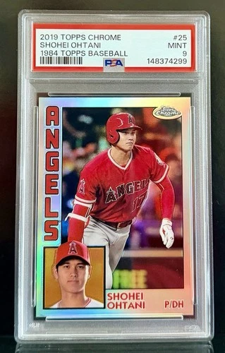 2019 Topps Chrome Shohei Ohtani #84TC-25 1984 Topps Baseball PSA 9 Mint