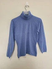 Hawick Cashmere 100% Pure Cashmere Sweater Turtleneck Blue Size S Scotland