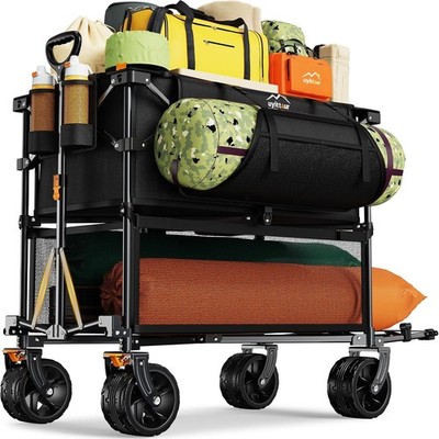 Uyittour Foldable 50''L Extra Long Double Decker Wagon for Sport, 400L Collapsib