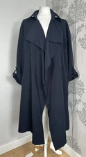 Wallis Navy Blue Waterfall Jacket Fold Up Sleeves Pockets Size 14