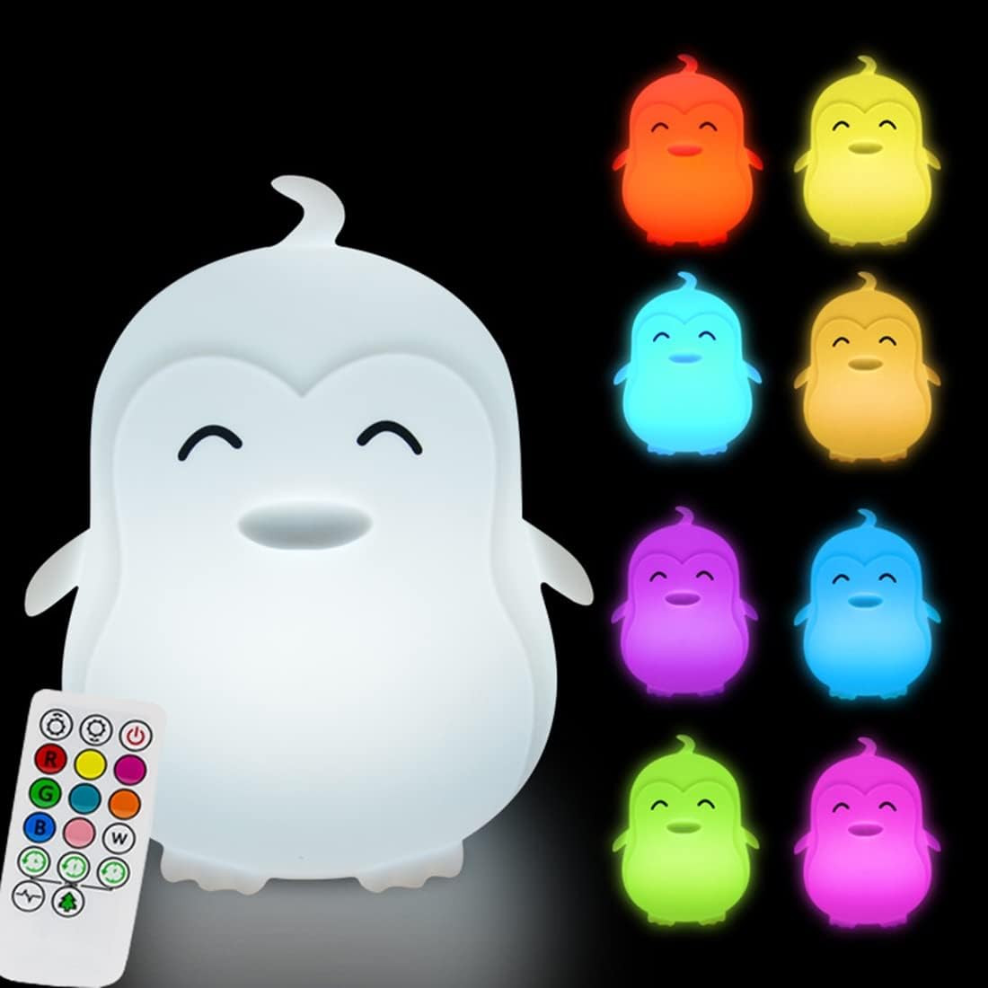 Lampada LED Pinguino Grande Silicone | Luce Notte Design per Cameretta