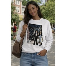 DKNY Sport Womens White NYC Graphic Sweatshirt P5JHWCSC Size M New