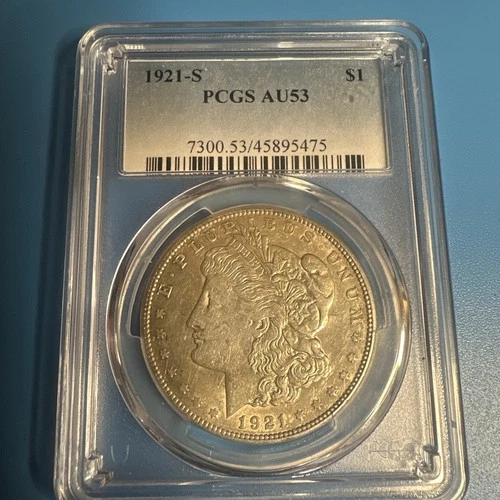 1921-S Morgan Dollar, Silver S$1 - PCGS Certified AU53 (M3312)
