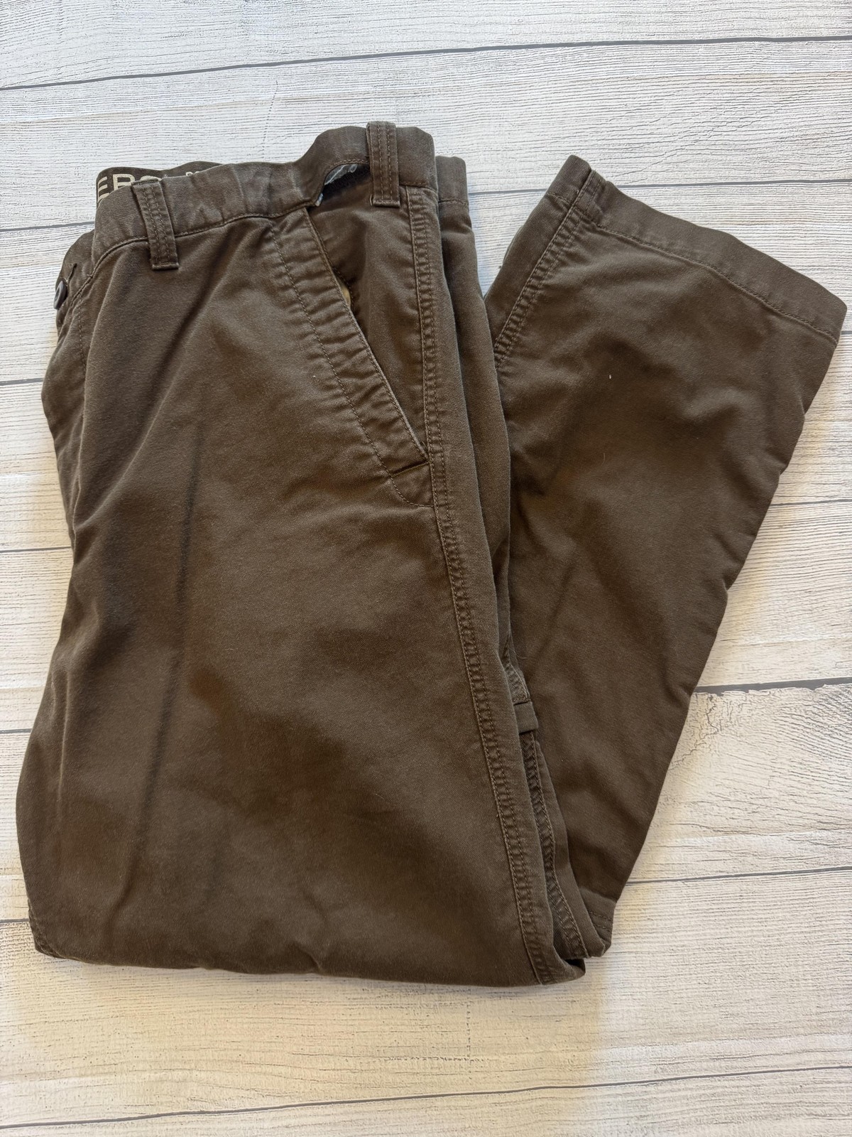 Mens 40x30 Brown D3 Classic Fit Flat Front Cotton Straight