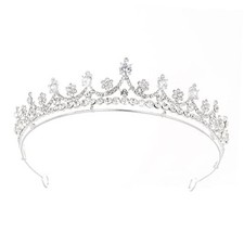 Crystal Tiara Crown For Women Bridal Hair Ornaments for Birthday Silver 2