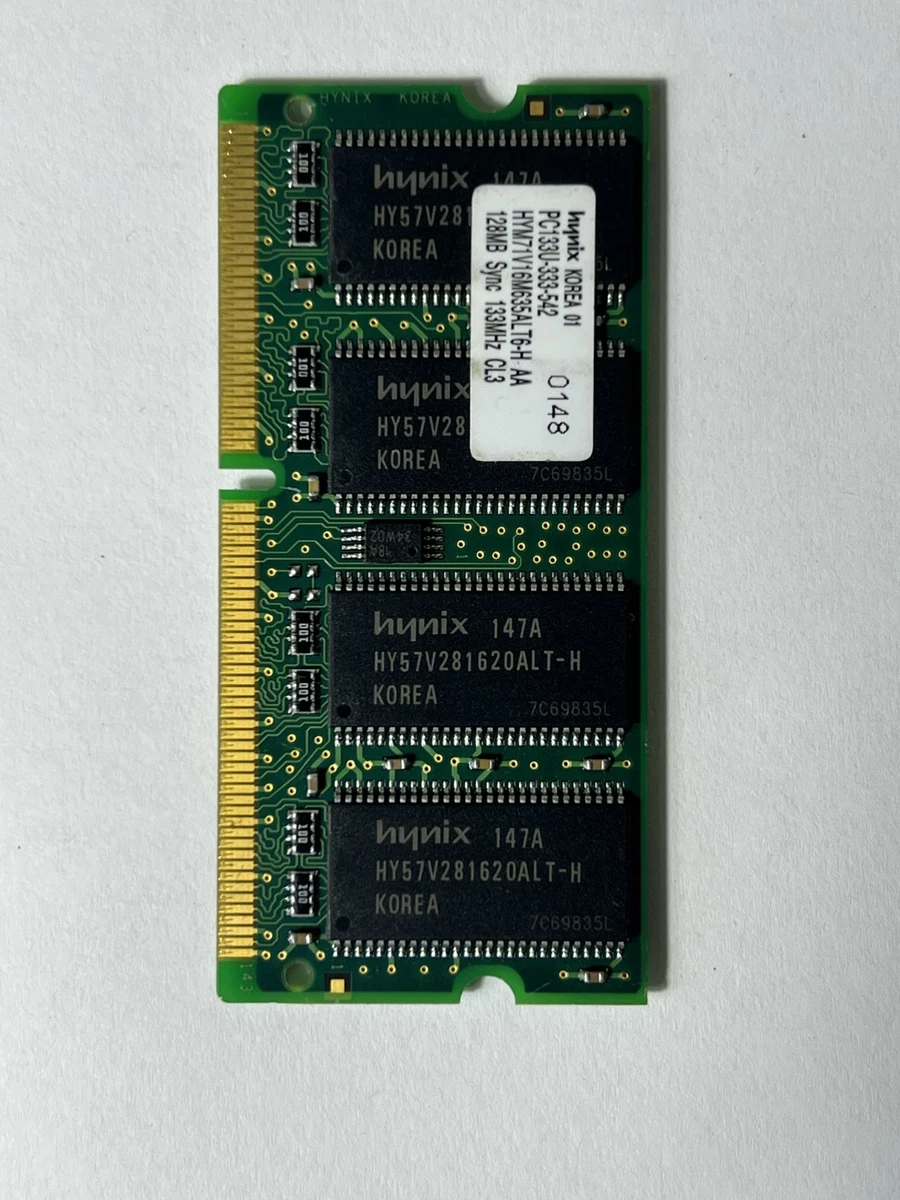 Barrette Mémoire Samsung 128 Mo PC133 SODIMM 144 Broches - Pour Portable Ancien (occasion)