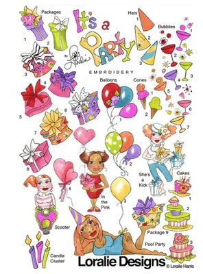 Loralie Designs Machine Embroidery Designs Its A Party USB/FLASH DRIVE