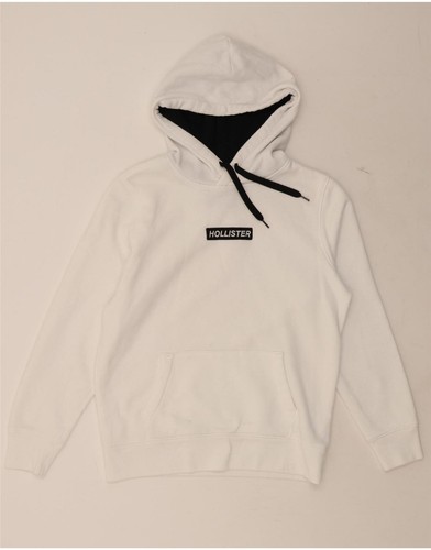 HOLLISTER Herren Hoodie Pullover Small Weiß Baumwolle CO06