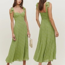 Reformation Nadira Green Floral Sleeveless Midi Dress S (4)