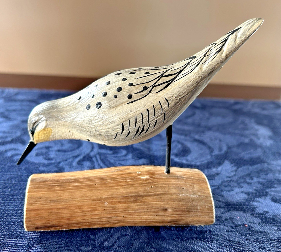 Richard Morgan Hand Carved Wood Shorebird Sandpiper 5"x6" 2021 Signed Sculpture