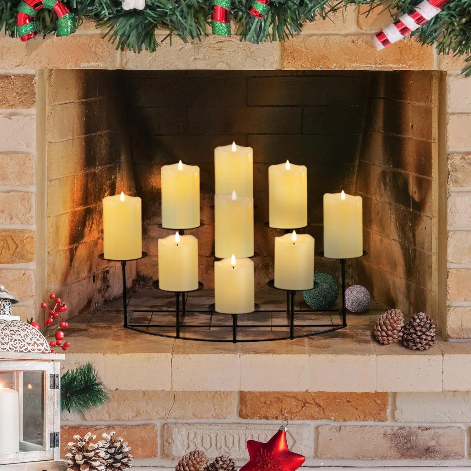 : Black Metal Pillar Candle Holders For Inside