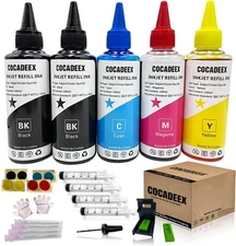 COCADEEX Refill Dye Ink Bottle Compatible with Blackx2 ,Cyan, Magenta, Yellow 