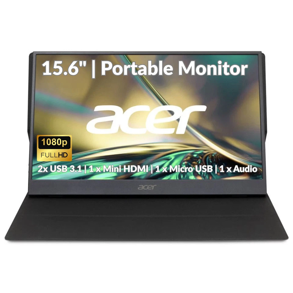 Acer 15.6"Portable Monitor PM161Q LCD 1920x1080 MiniHDMI 60Hz 250Nit Refurbished