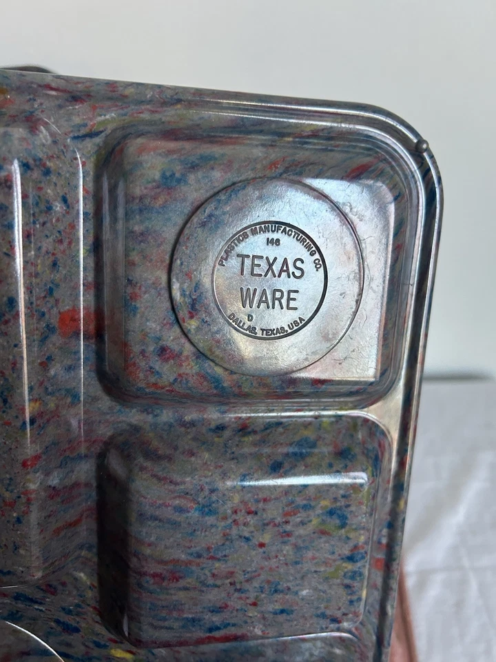 Lot of 3 Texas Ware Lunch Trays 6-Compartment Tan Mix Speckled Confetti - Image 4 of 4