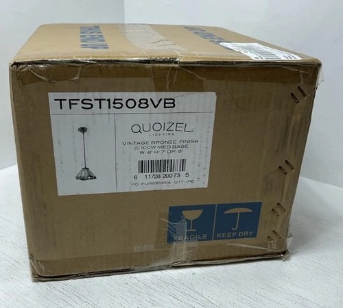 Quoizel Stephen Mini Pendant, Vintage Bronze - TFST1508VB Tiffany Style MCM- NEW - Picture 7 of 7