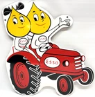 Vintage Esso Oil Drop Boy / Girl - Porcelain Sign Farming Equipment Agriculture