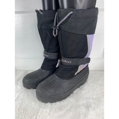 LL Bean Kids Winter Snow Boots Waterproof Purple Black Size 5