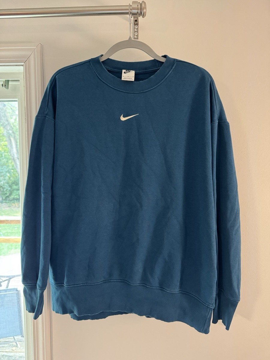 Vintage Nike Blue Sweatshirt Men’s Size M Center Swoosh Logo Rare  Clean