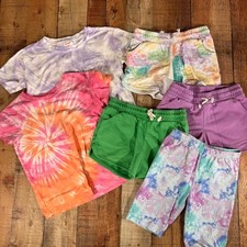 Cat  Jack Girls 10/12 Bundle Lot Tie Dye Shorts Shirts Summer Outfit Colorful