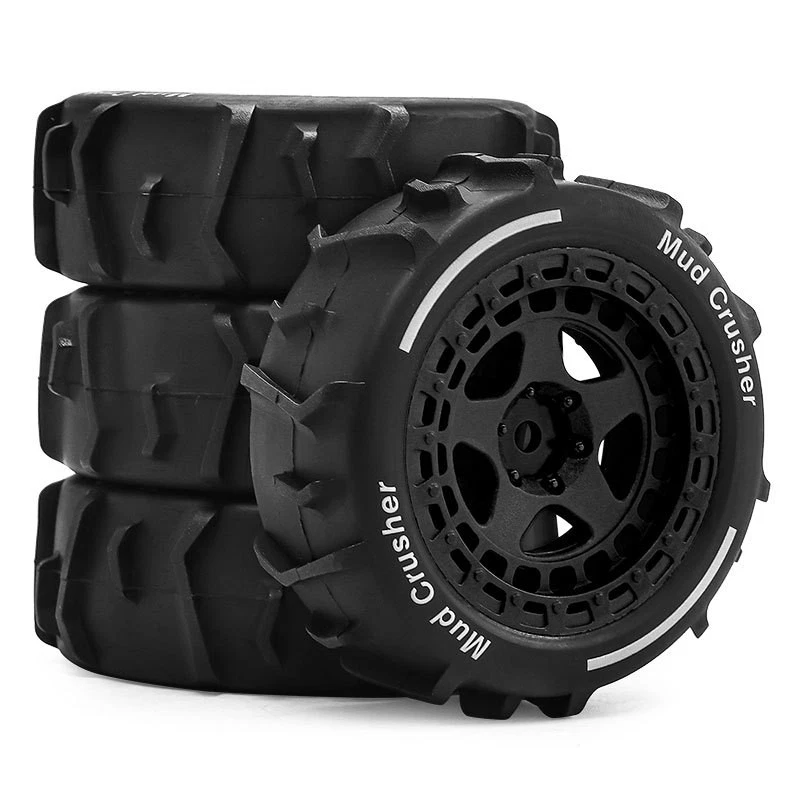 4Pcs 72mm Rubber Tire &Rim Tyre 12mm Hex for Arrma 1/14 TYPHON GROM RC Buggy Car - Image 4 of 4