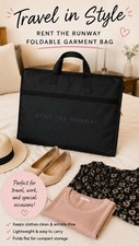 Rent the Runway Zippered Travel Garment Bag Foldable Black 24x16 Suit Dress