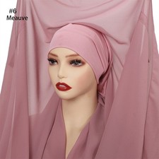 One Piece Women Hijab Cap Shawl Instant Muslim Turban Wrap Scarf Magnetic Button