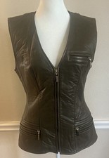 New BeBe Olive green Leather Vests, Size 6