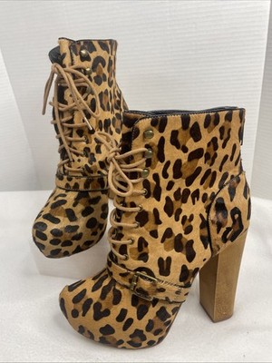 Steve Madden Animal Print High Heel Shoes Platform Over Ankle Boots Size 10