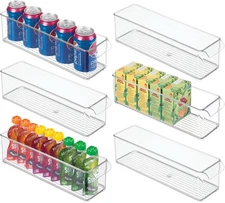 iDesign Stackable Refrigerator or Freezer Storage Bins with Front Handles,
