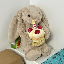 12inch Jelly Bashful Beige Cat Bunny Birthday Bunny Stuffed Animal Toy with Tag
