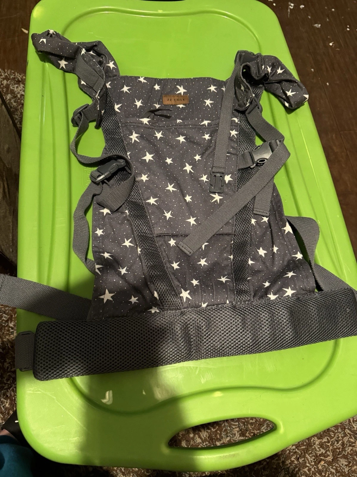 JJ Cole Baby Carrier Gray Star Pattern Cotton Machine Washable Size Adjustable