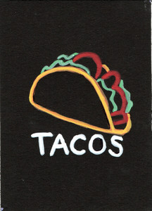 ACEO Original Art Neon Food Sign Tacos Street Food Pop Art Food Painted