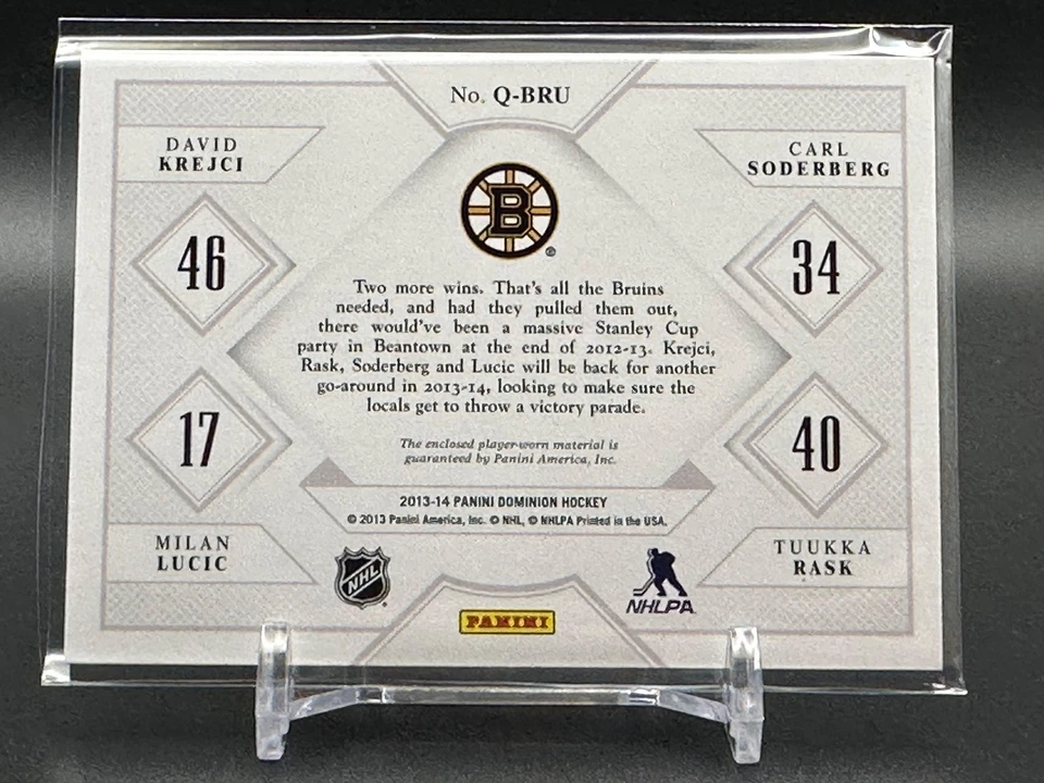 2013 Dominion Quad Jerseys /50 Marchand Spooner Chara Rask Boston Bruins - Image 2 of 2