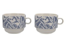 Sainsbury's Floral Grass Mugs x 2 Blue / Grey