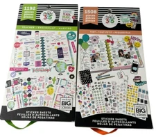 The Happy Planner Me & My Big Ideas Sticker Sheets Lot of 2 Some Stickers Used