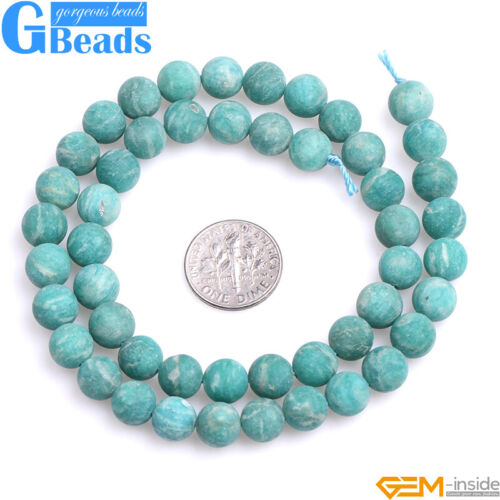 Cuentas redondas de escarcha de piedras preciosas de amazonita rusa verde natural 15" GB - Imagen 7 de 24