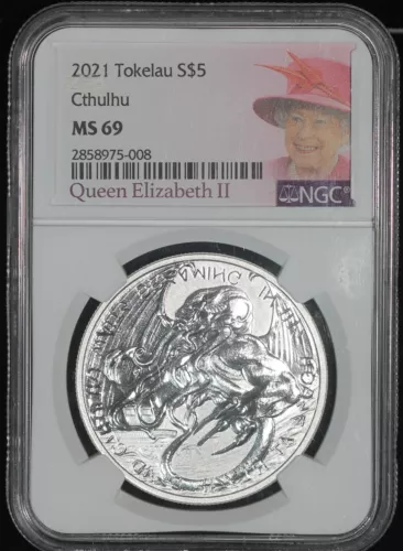 2021 Tokelau Silver $5 - Cthulhu - NGC MS-69                           TQ2097/SH