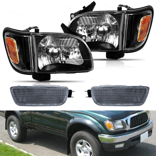 Fits 2001 2002 200304 Toyota Black Housing Headlights + Signal