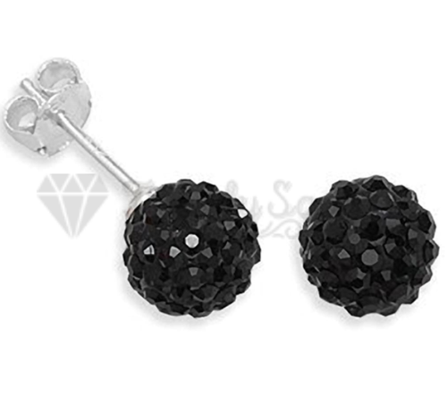 8MM Round 925 Sterling Silver Shamballa Crystal Ball Women Ear Stud Earrings 2x - Picture 23 of 108