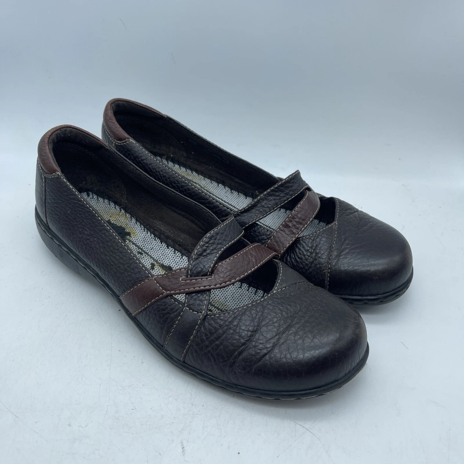 Scarpe mocassini Clarks Bendables donna taglia 8M marroni slip on punta incrociata incrociata incrociata