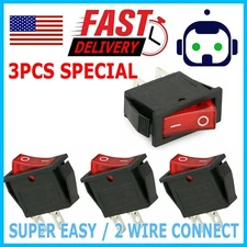 3pcs Car Auto Rocker Switch SPST ON OFF Toggle 15 AMP 250V 20 AMP 125V 2 PIN