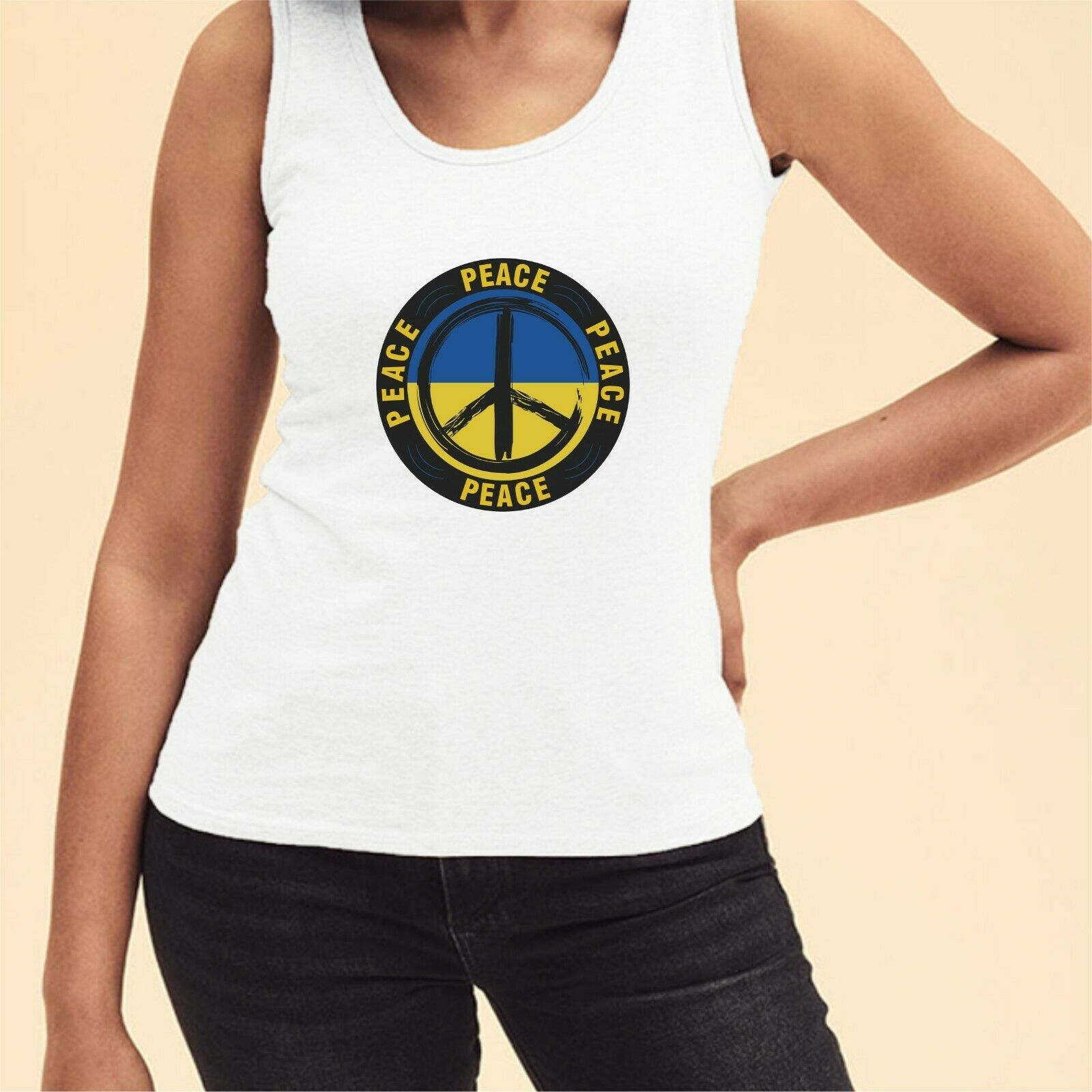 Ukraine Peace T Shirt Vest Tops Unisex White PUCK FUTIN Unisex Casual Tank Tops