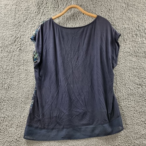 REGATTA Womens Top Size 12 Navy Blue Gren White Satin Front Stretch Knit Back - Picture 7 of 13