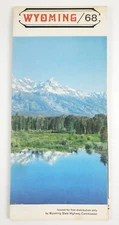 1968 Wyoming Highway Road WY State Tourist Travel Attractions Vintage Map
