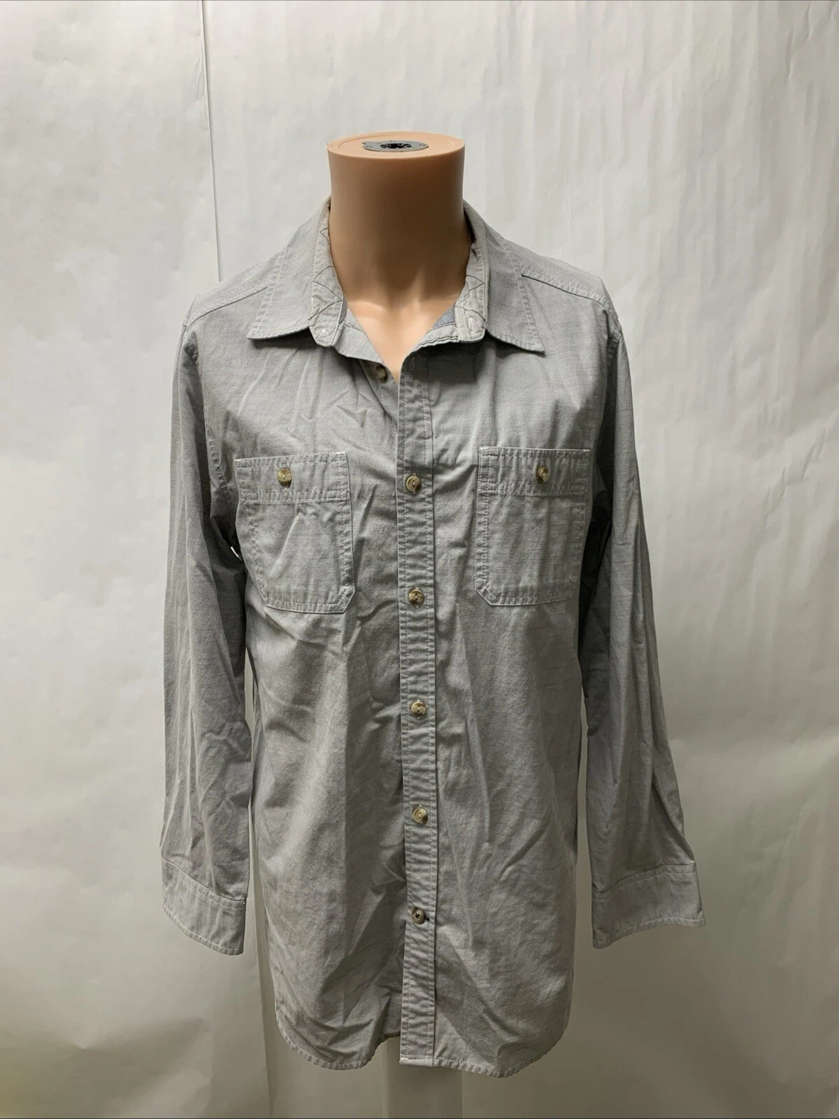 The North Face mens large Button Gray Long Sleeve Shirt
