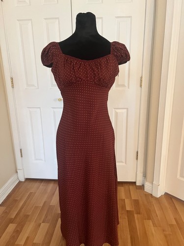 And Now This Womens Dotted Lace-Trim Cap-Sleeve Dress Size M