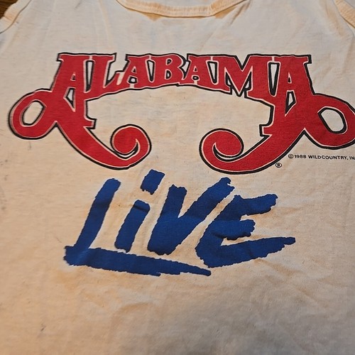 Vintage Tank Top Alabama Live Size XL White 1988 Tour 80s Rock See Measurements - Picture 2 of 10