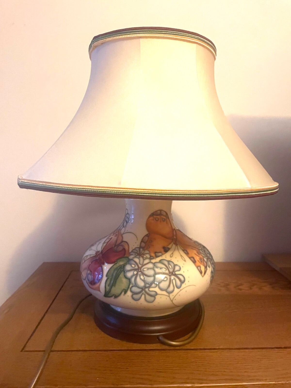 moorcroft lamp with butterfly design with original silk shade eBay